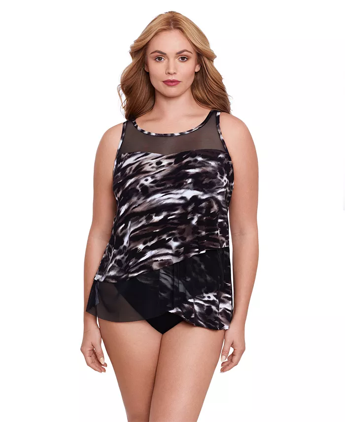 

Топ-танкини с драпировкой спереди на косточках Tempest Mirage для полных женщин Miraclesuit, черный