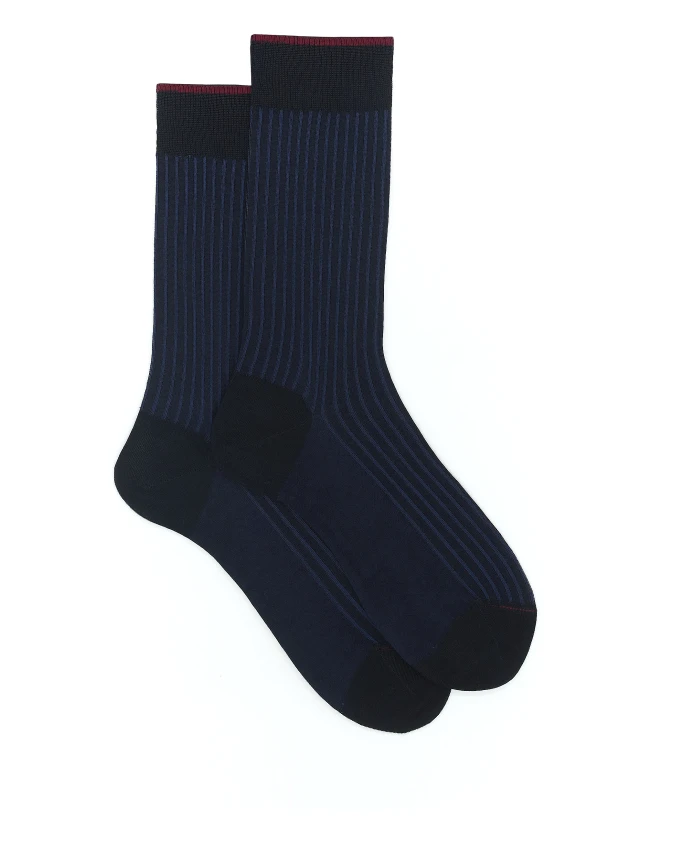 

Короткие мужские хлопковые носки сине-голубого/королевского синего цвета в рубчик. Gallo, синий