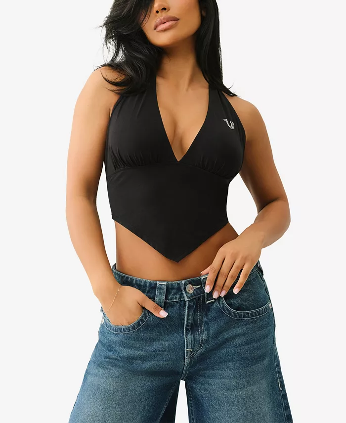 

Женский топ-бандо на запах с открытыми плечами True Religion, черный