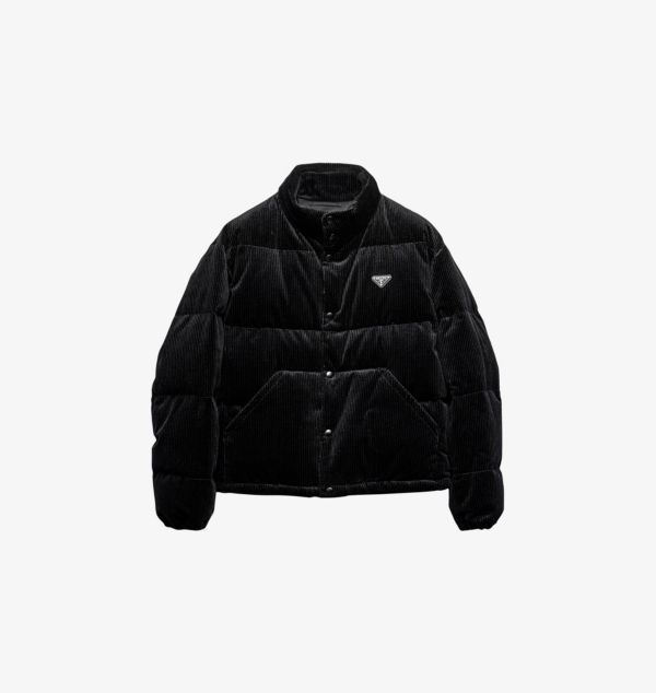 

Куртка из хлопка с вельветовой текстурой и воротником-стойкой Prada, черный