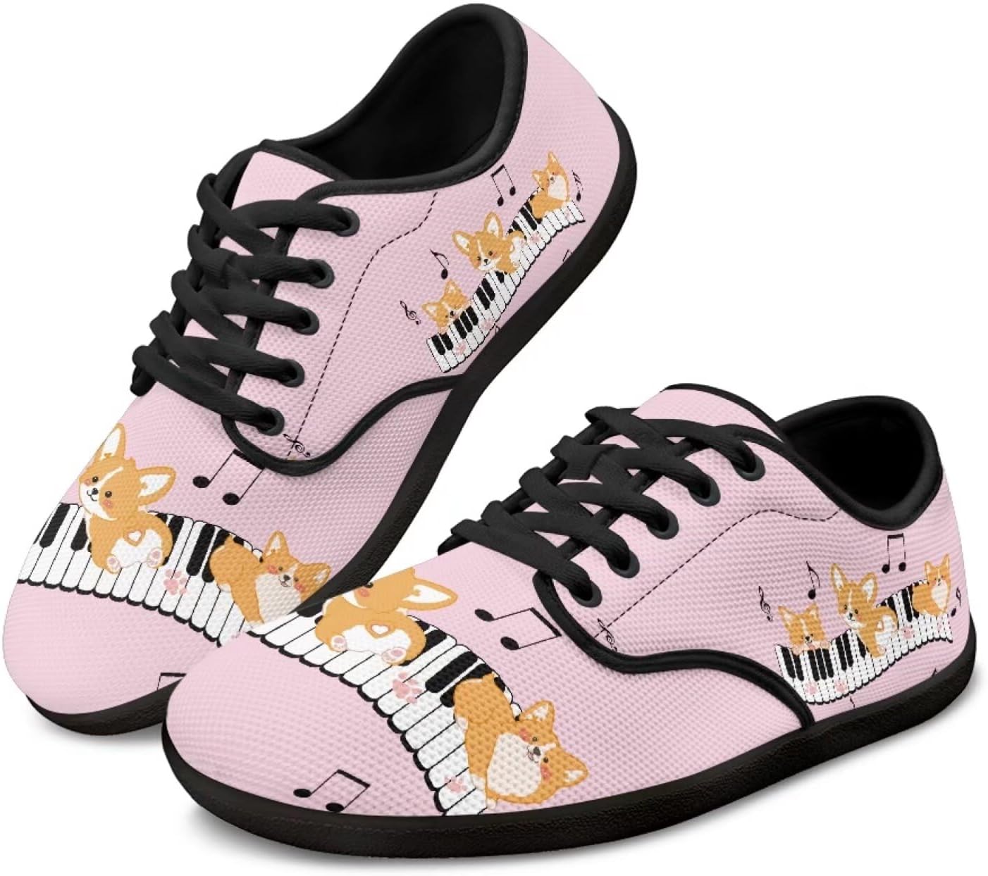 

Мужские кроссовки для ходьбы Jeiento Music Theme Hike Barefoot Shoes, женские и мужские кроссовки Grounded Footwear Barefoot, Cartoon Corgi Pinao Keyboard