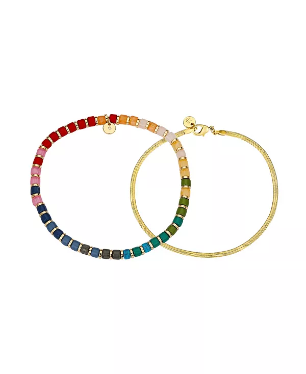 

Комплект браслетов из разноцветных бусин и 14-каратного золота, 2 предмета Unwritten, gold