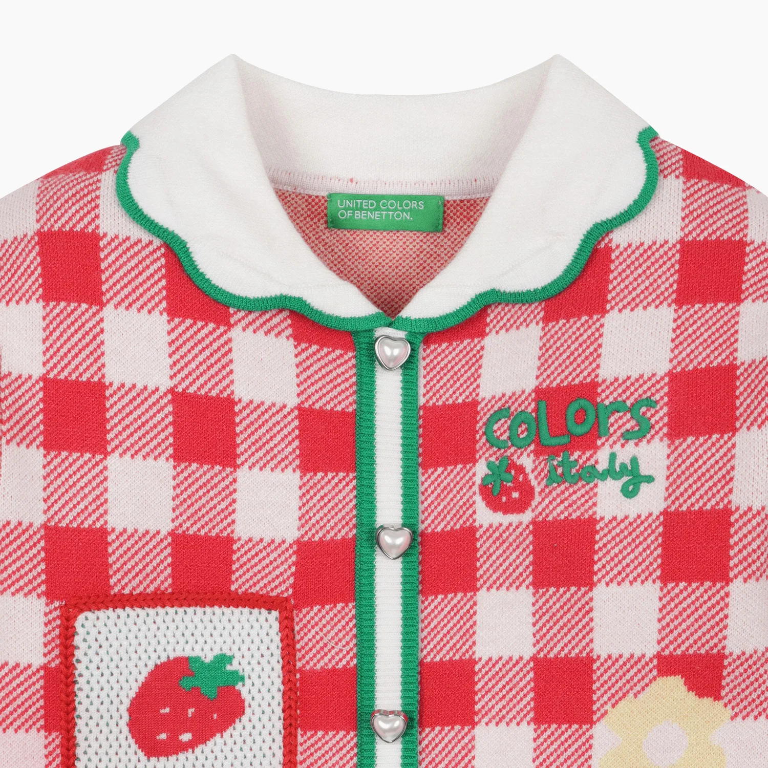 Детское красное вязаное платье с ягодным принтом от Benetton Kids — фото 3