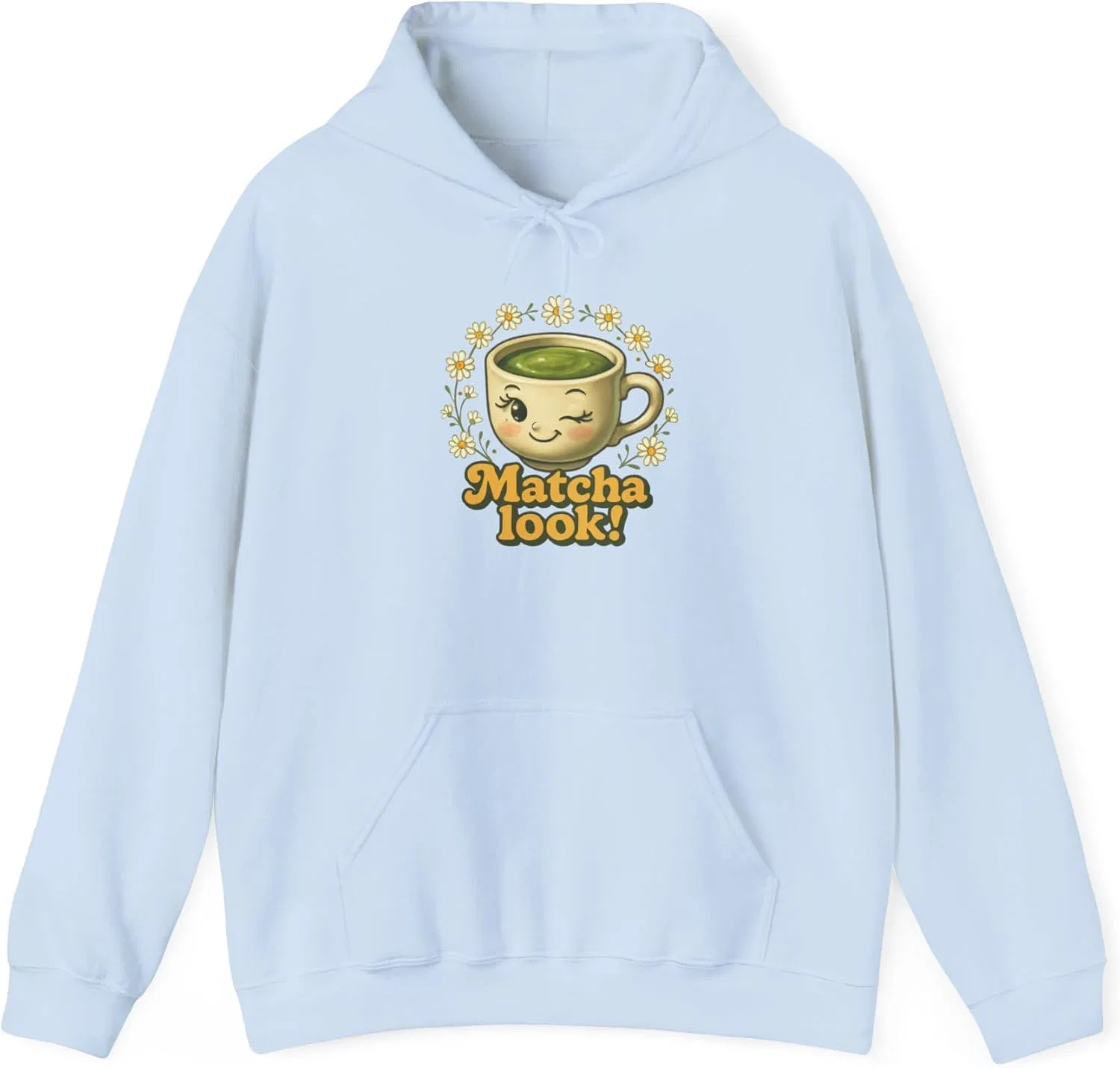 Худи женское с принтом Matcha Look, Light Blue