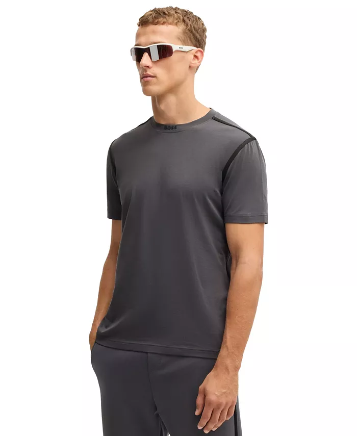 

Мужская футболка классического кроя с контрастной окантовкой Hugo Boss, серый