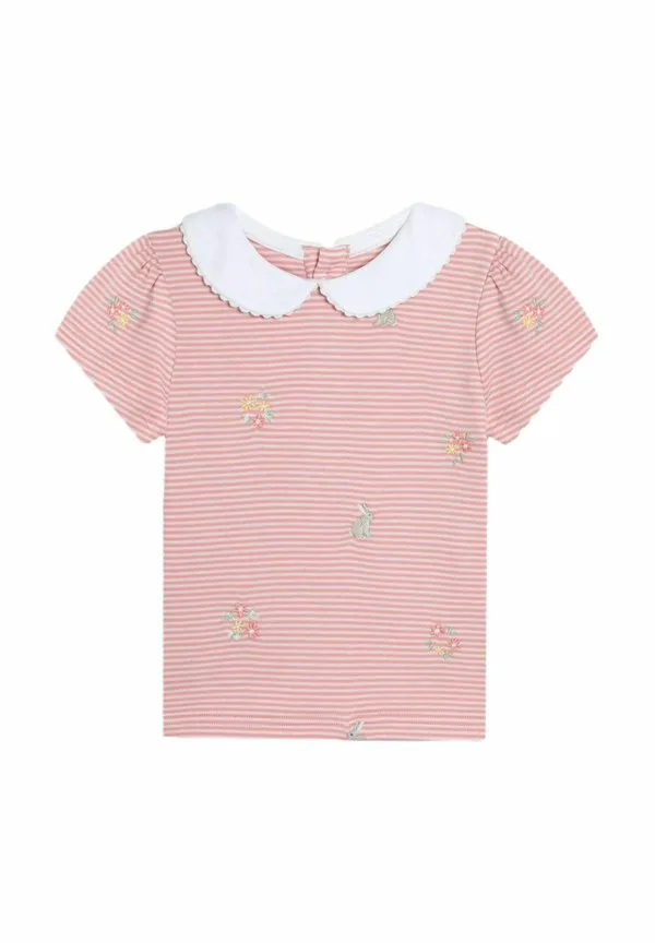 Футболка стандартного кроя с воротником "питер пэн" и принтом Jojo Maman Bébé, Pink Bunny Floral Embroidered