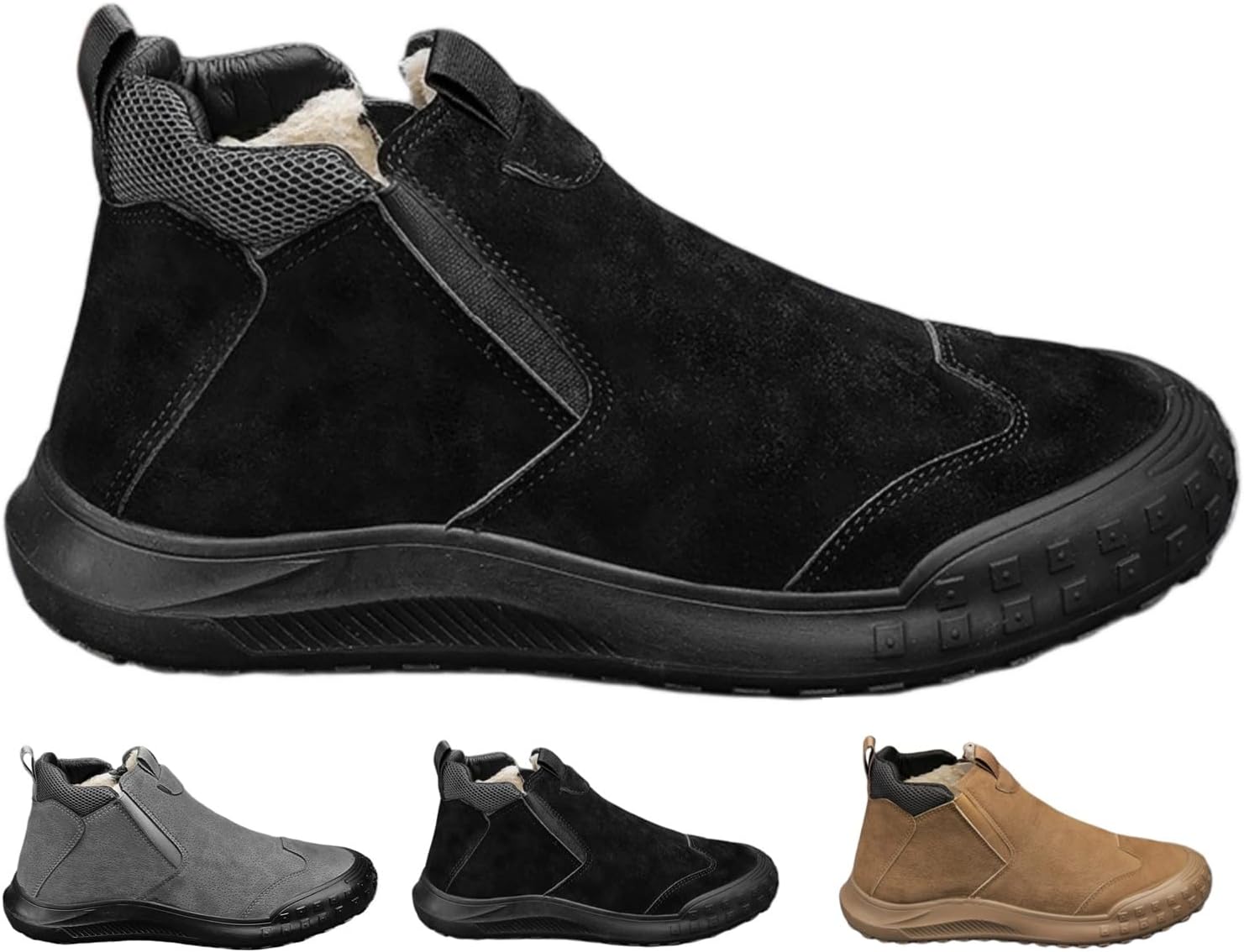 

Мужские и женские утепленные шерстяной подкладкой массивные ботинки до щиколотки, противоскользящие, комфортные, легкие для надевания, для работы на улице Macefil, черный