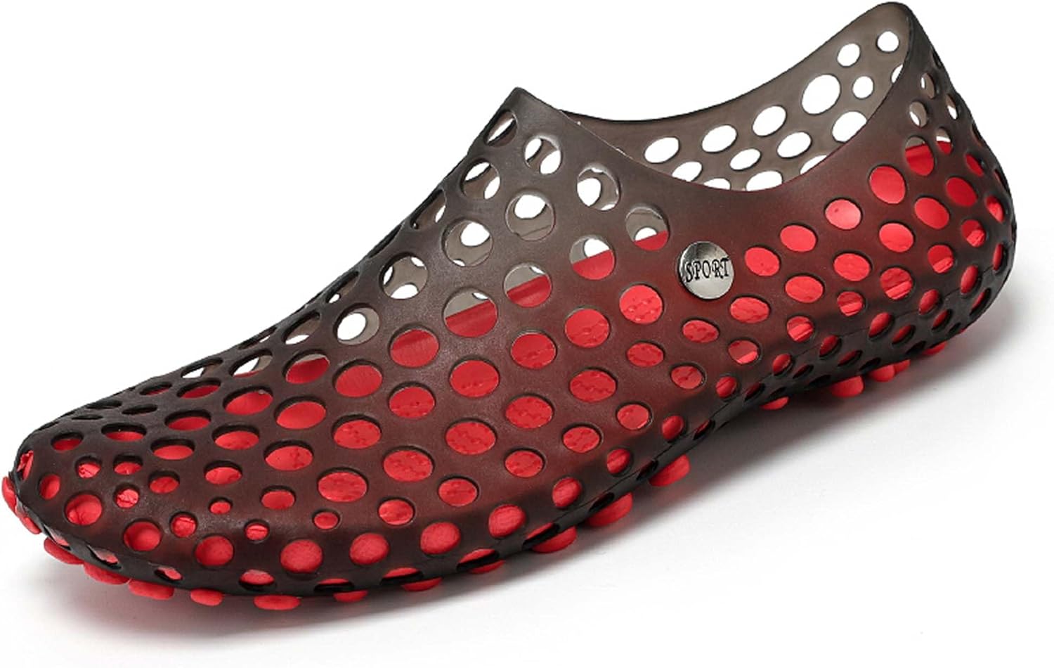 

Мужские и женские сандалии с противоскользящей подошвой, с вырезами, водонепроницаемые, для дома, легкие, для душа, сада, летние, быстросохнущие, для плавания и пляжа, для прогулок на улице, дышащие клоги Generic, черный/красный