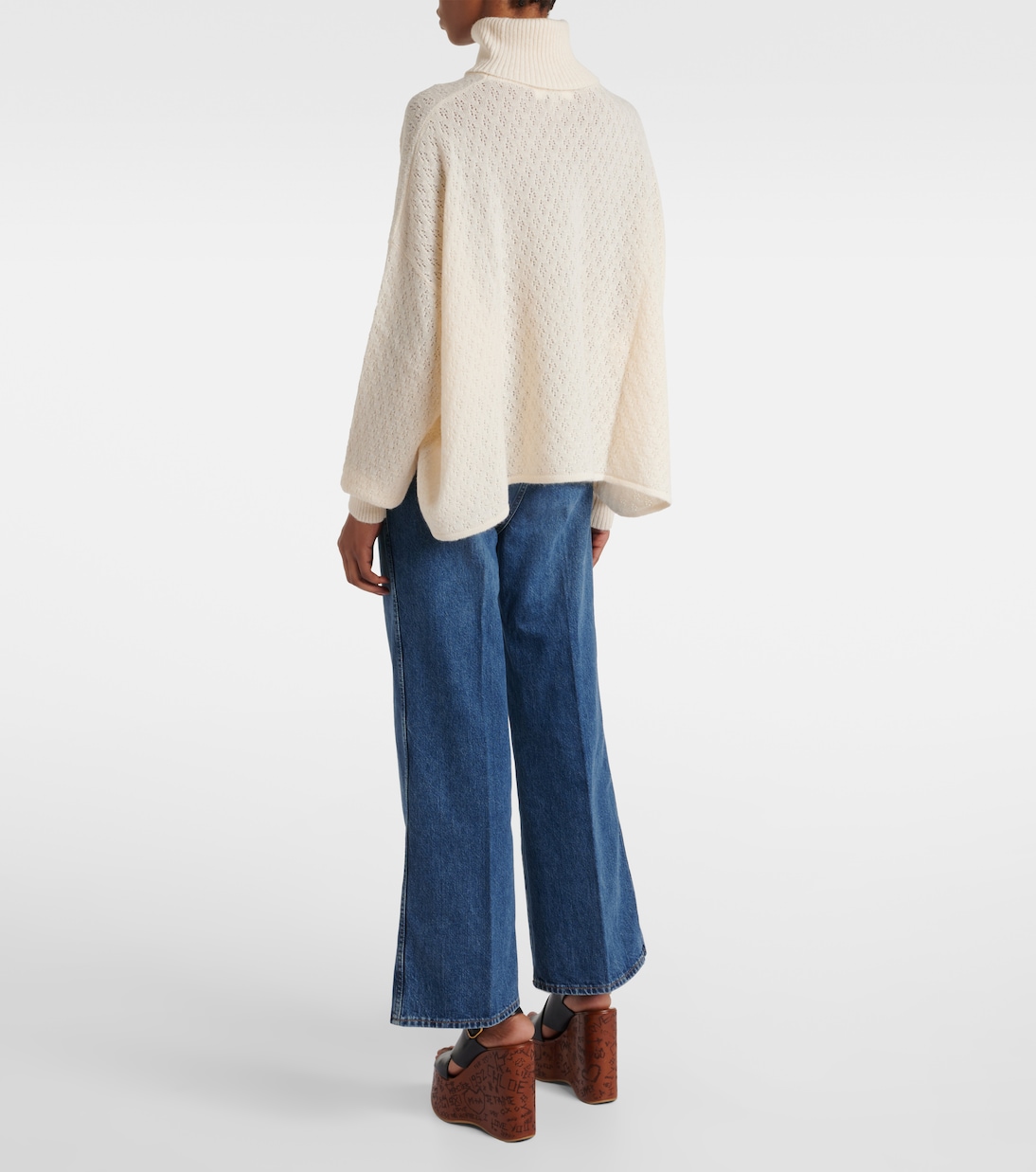 Водолазка из смеси шерсти и шелка с узором пуантель Chloé, Iconic Milk — фото 3