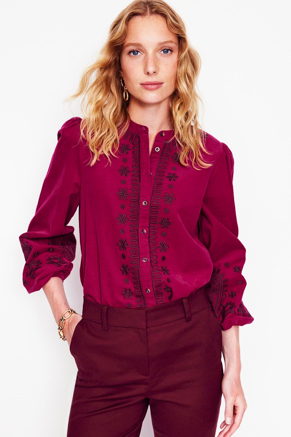 

Блузка Theodora cord из 100% хлопка Boden, розовый