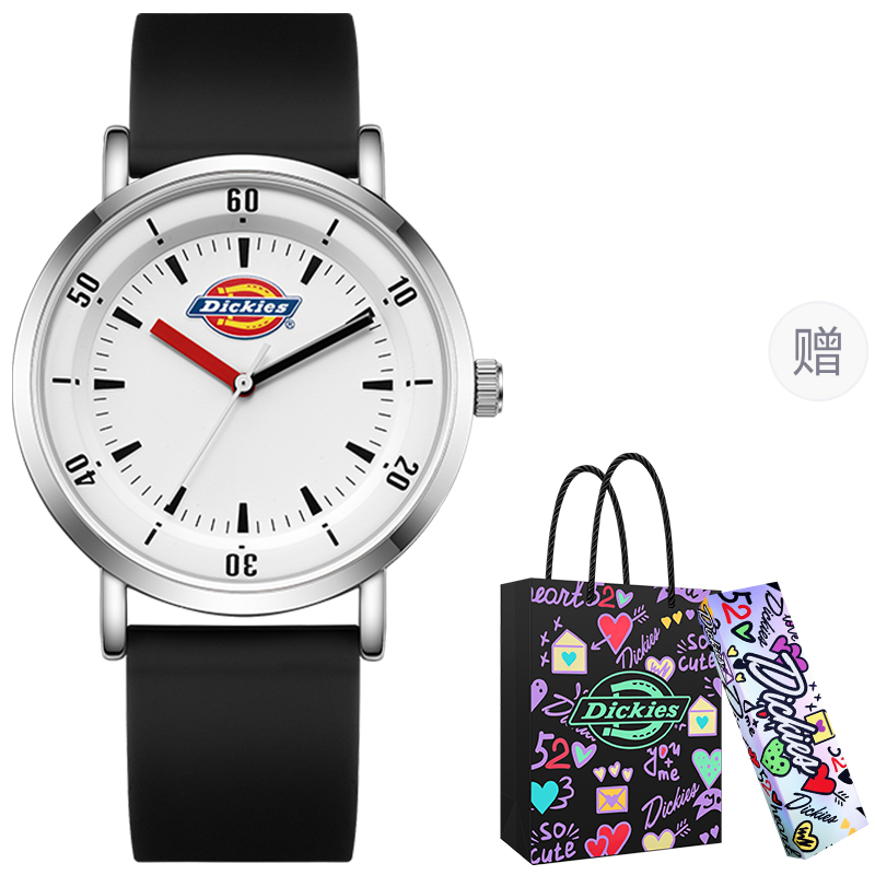 

Dickies Наручные часы кварцевый механизм силиконовый ремешок белый циферблат унисекс коробка лимитированная серия