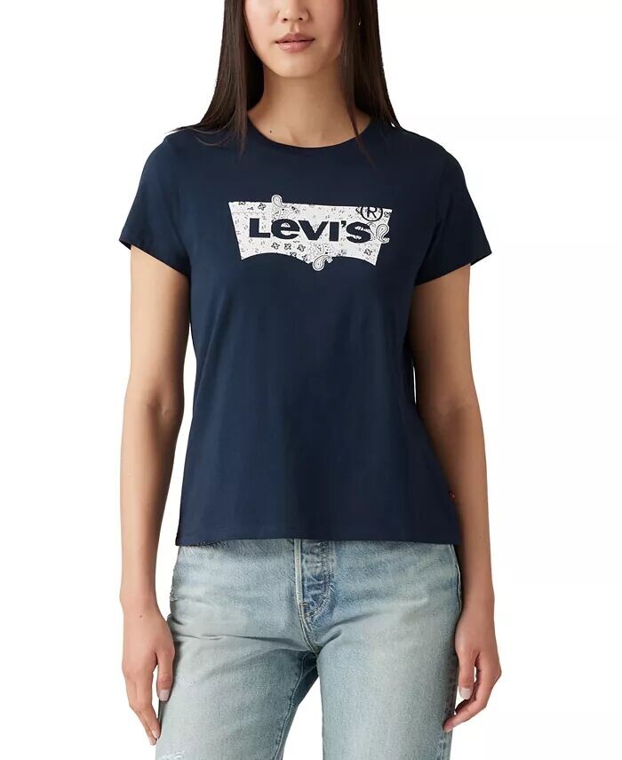 

Женская хлопковая футболка с графическим логотипом Perfect Levi's, синий