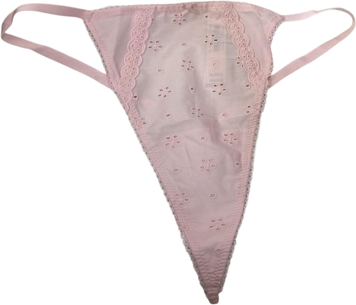 

Трусики Victoria's Secret Stretch Cotton Eyelet V-String, цвет Pink New