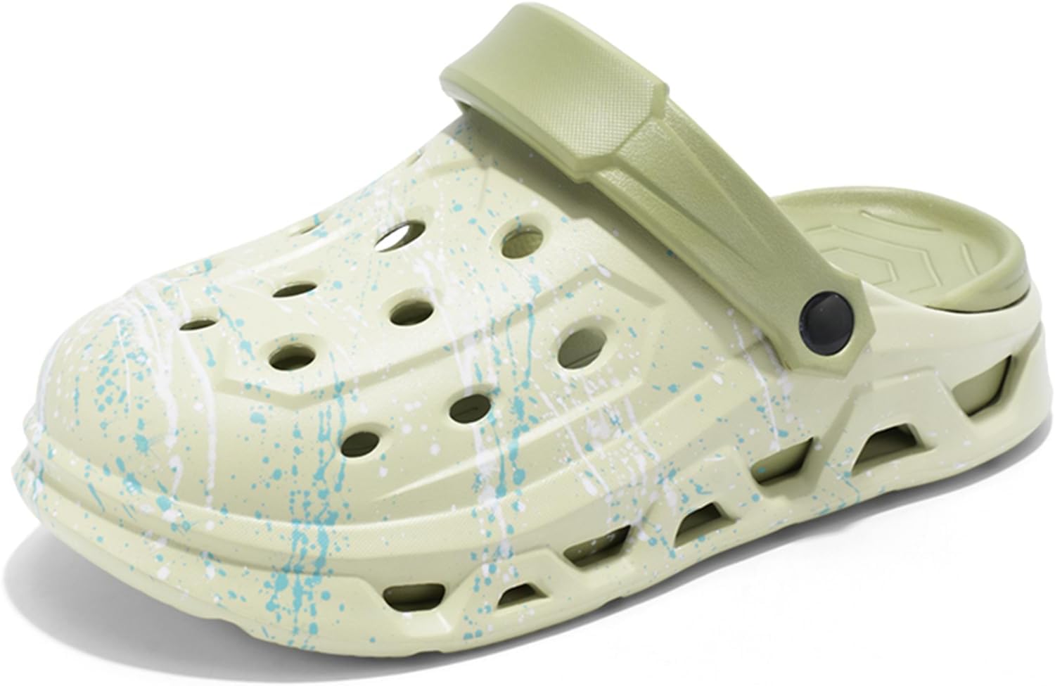 

Унисекс сабо с рисунком брызг, для мужчин и женщин, легкие, из EVA, быстро сохнущие, на плоской подошве, с круглым носком, дышащие с перфорированными отверстиями, повседневные домашние тапочки для пляжа, бассейна, дома, сада и улицы Psieicwm, зе...