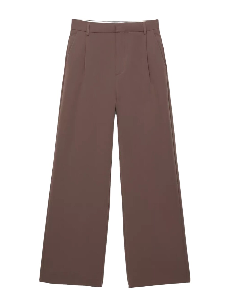 

Широкие брюки со складками спереди Pull&Bear, шоколадный