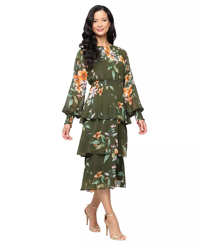 

Женское платье миди с расклешенными рукавами Sl Fashions, зеленый