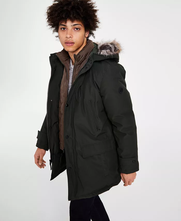 

Парка с капюшоном и нагрудником Michael Kors Men's Hooded Bib Snorkel Parka, зеленый