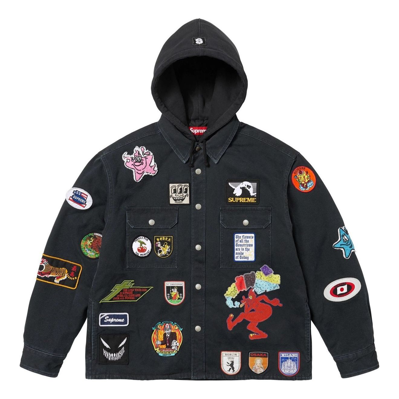 

Толстовка Supreme с капюшоном и застежкой-молнией, черная