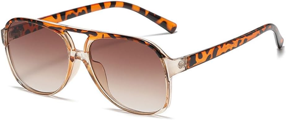 

Солнцезащитные очки в стиле ретро квадратной формы для женщин и мужчин, винтажные, с защитой от УФ-излучения UV400, классические, с большой двойной перемычкой, очки-авиаторы Ridering, Gradient Leopard