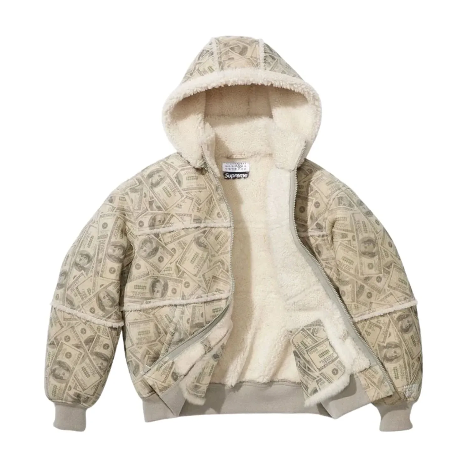 Куртка-бомбер Supreme x MM6 Maison Margiela с капюшоном и меховой отделкой, белая — фото 2