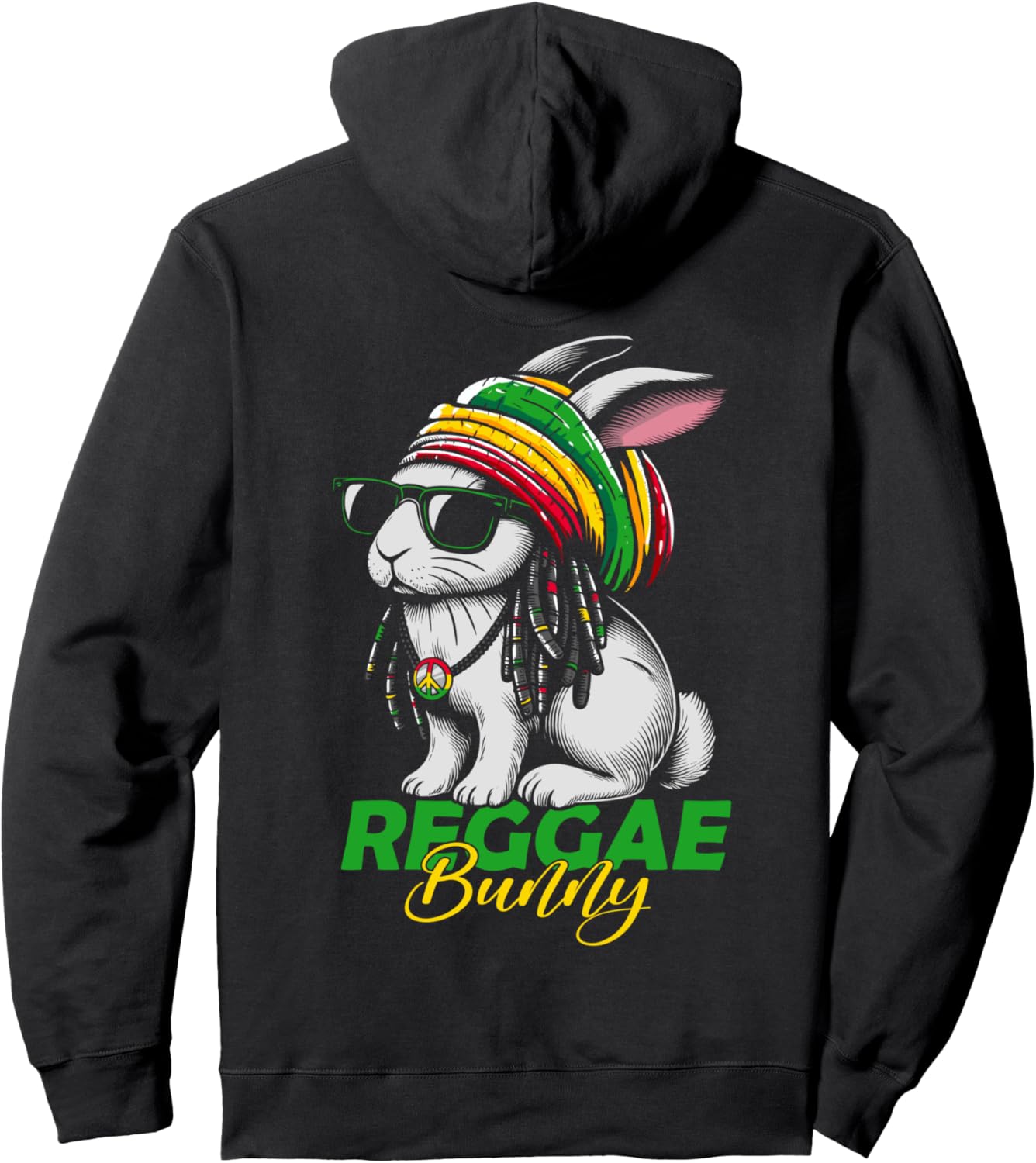 

Худи Reggae Bunny Reggae Rasta Rabbit Funny Rastafari Hare Reggae Rabbit Rastafarian, черный