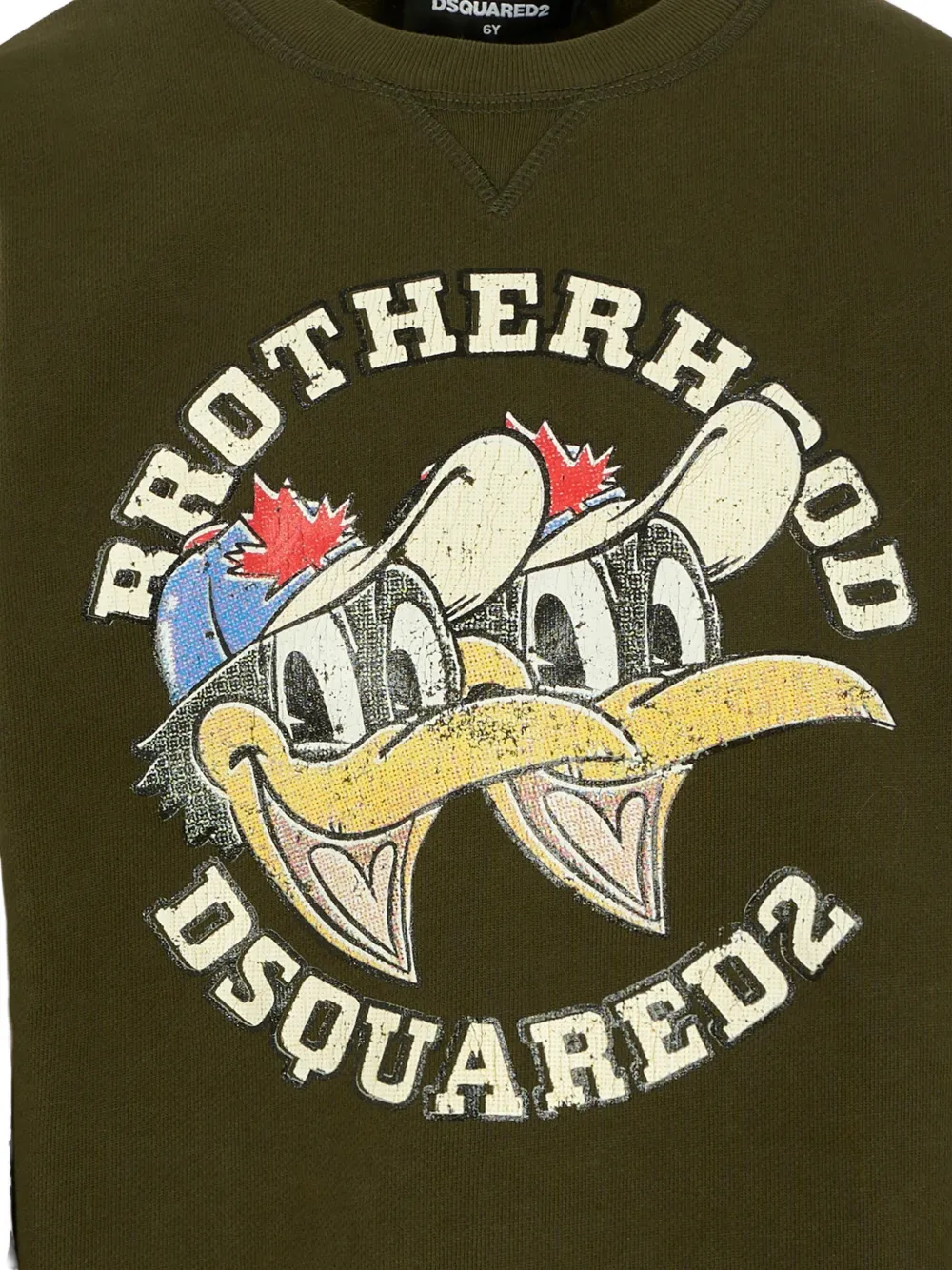 Хлопковый свитшот с принтом "Brotherhood" DSQUARED2 KIDS, зеленый — фото 3