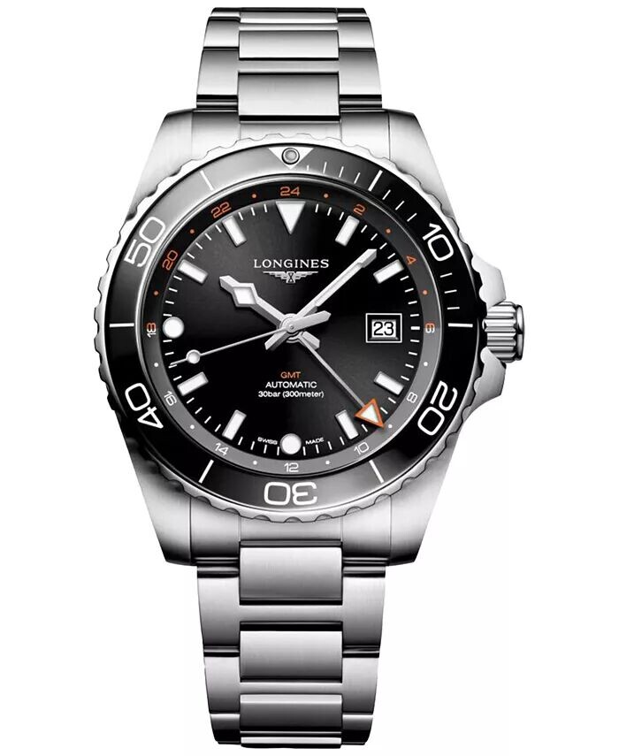

Мужские швейцарские автоматические часы Hydroconquest GMT с браслетом из нержавеющей стали, 43 мм Longines