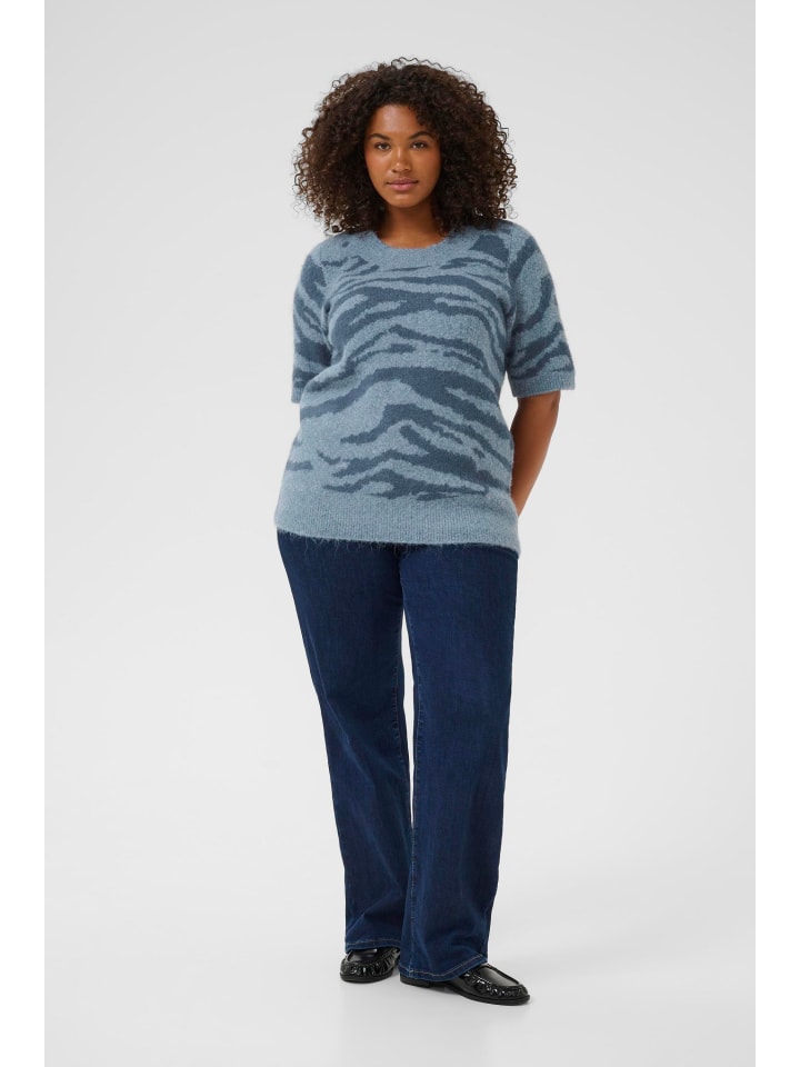 

KAFFE curve Вязаный свитер свободного кроя KCsandia в расцветке Windward Blue/Bering Sea Animal