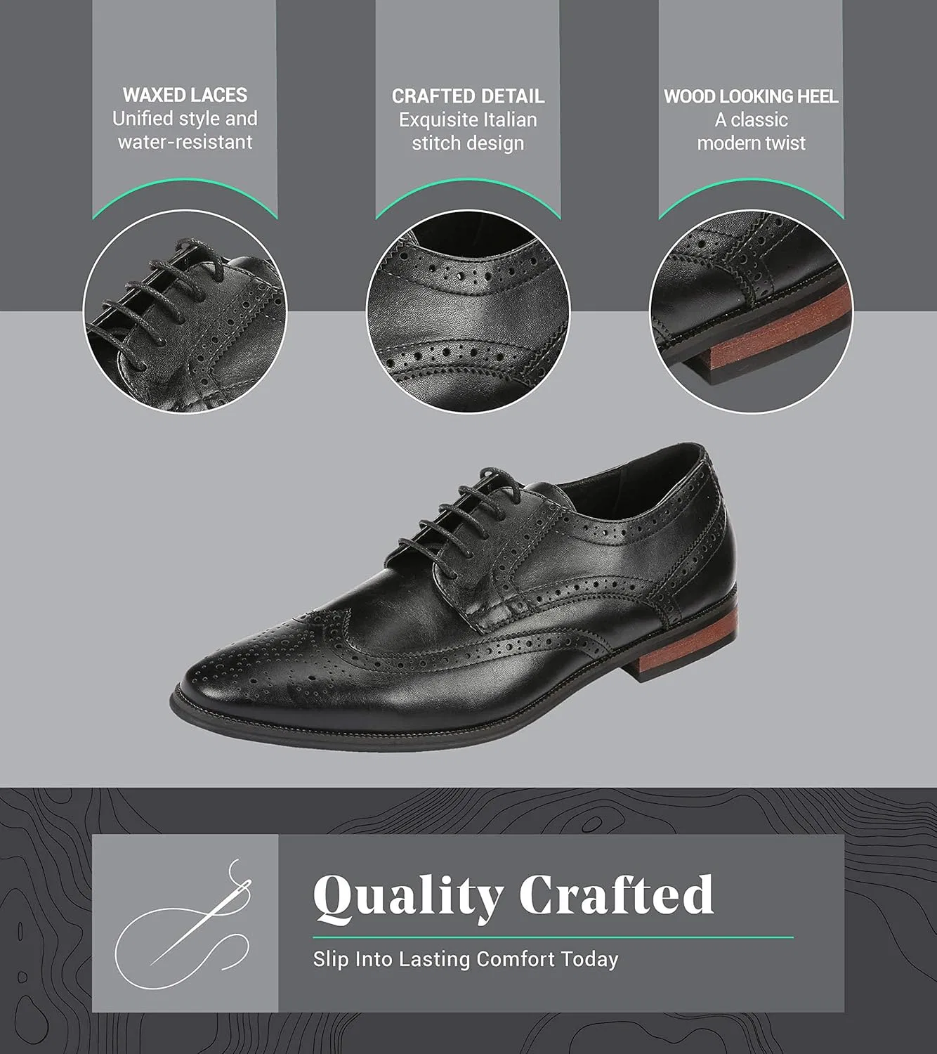 Мужские классические туфли-оксфорды Mio Marino Marino Avenue, Onyx Wingtip — фото 4