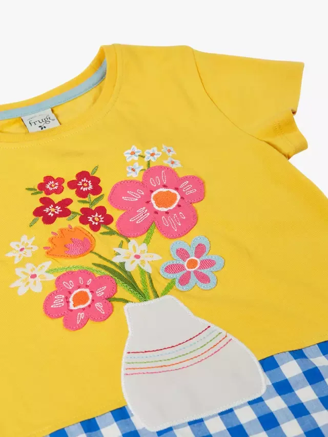 Детская футболка с коротким рукавом Тамара, с рисунком шмеля и цветов Frugi — фото 2
