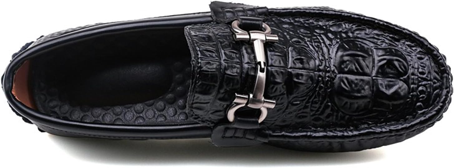 Кожаные лоферы Dacnakby Men's Crocodile Pattern, черный — фото 4