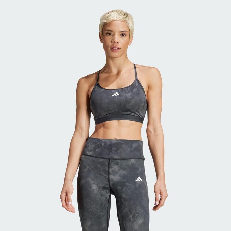 

Спортивный бюстгальтер с цветочным принтом Aeroreact Training Essentials Light Support Tie Dye ADIDAS, цвет grau