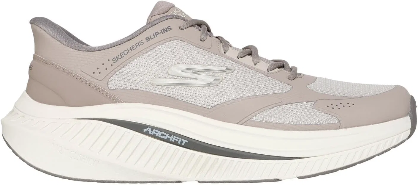 Мужские кроссовки Skechers Go Walk Max Cushioning Arch Fit Jaylen, Taupe Synthetic Textile Trim — фото 4