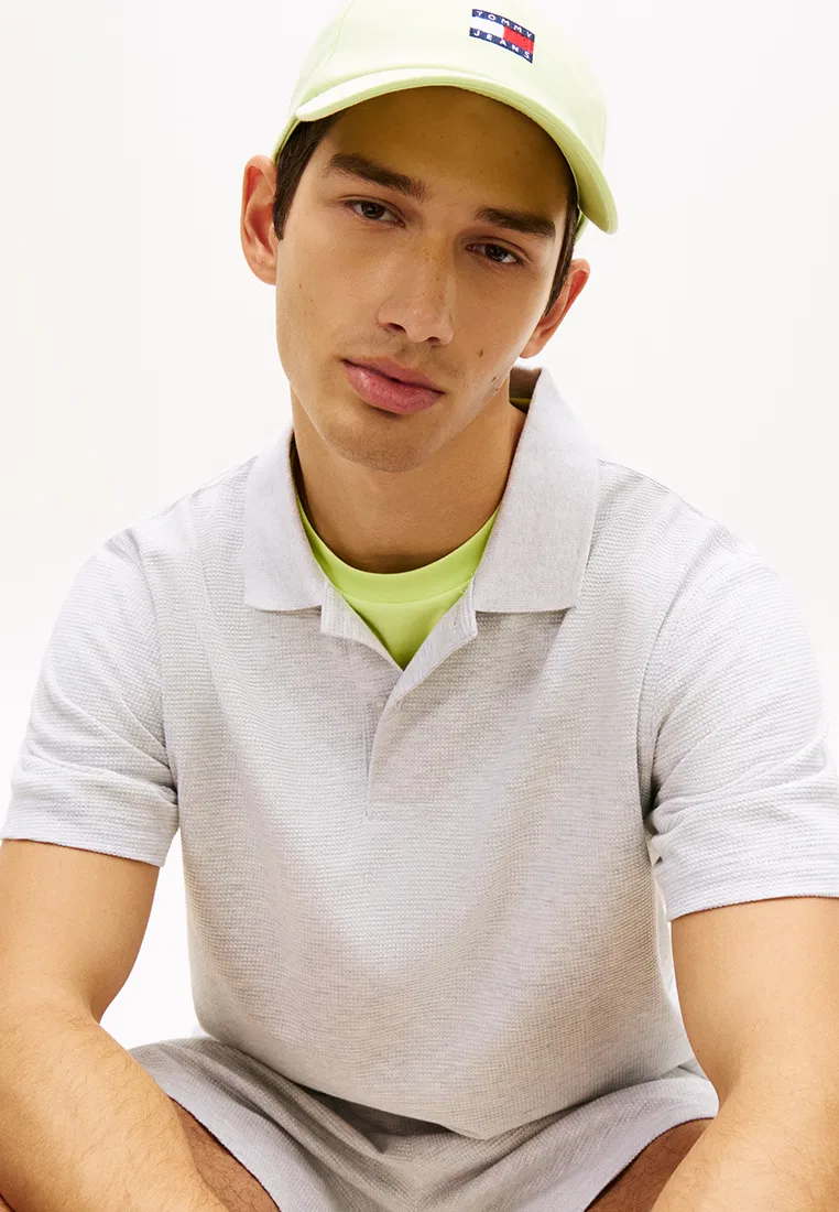 Поло Tommy Jeans, Regular Fit, вафельная вязка Tommy Hilfiger, серый — фото 3