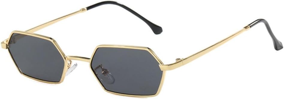 

Многоугольные солнцезащитные очки в ретро-металлической оправе, модные женские очки для уличной фотографии, декоративные очки с защитой от УФ-излучения UV400 LOVQZAOF, Golden Grey