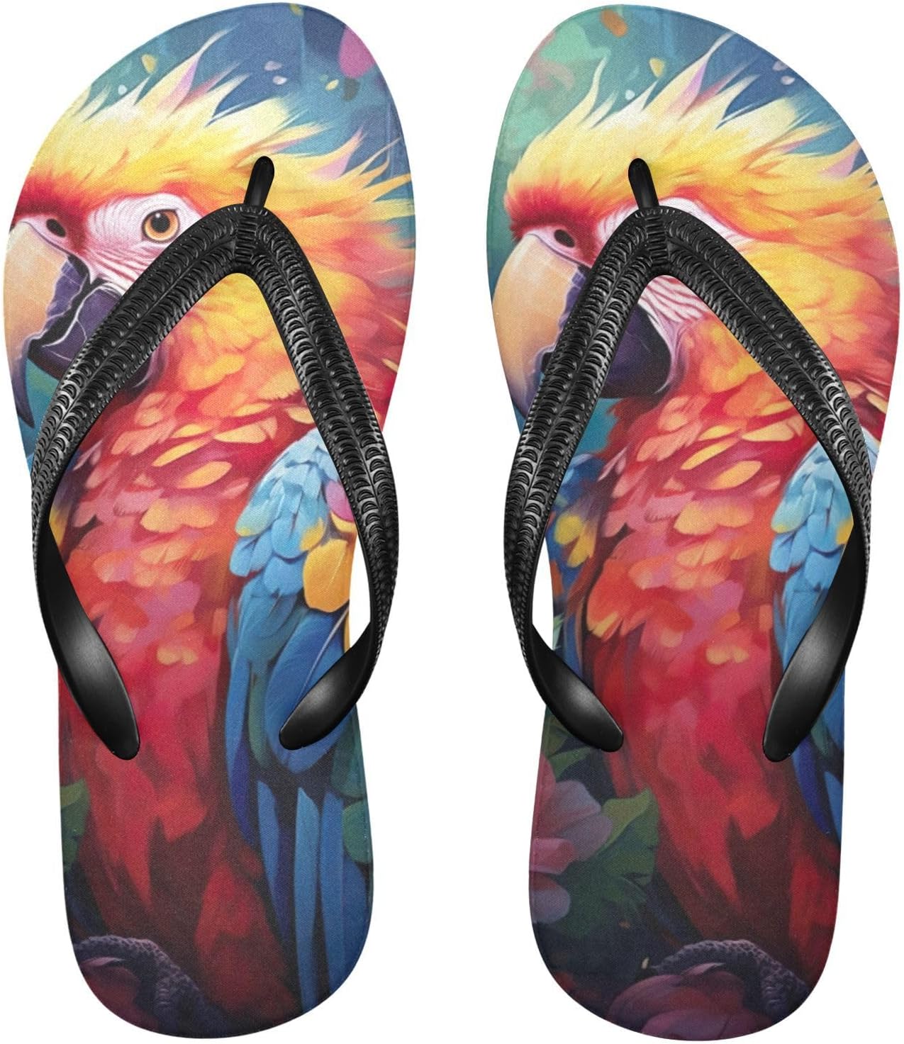 

Женские и мужские пляжные летние сандалии с цветочным, птичьим и попугаячьим принтом, шлепанцы для душа 20856728 Kfbe, Parrot