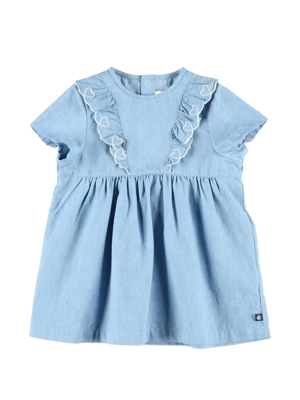 Платье с оборками и вышивкой Petit Bateau, синий