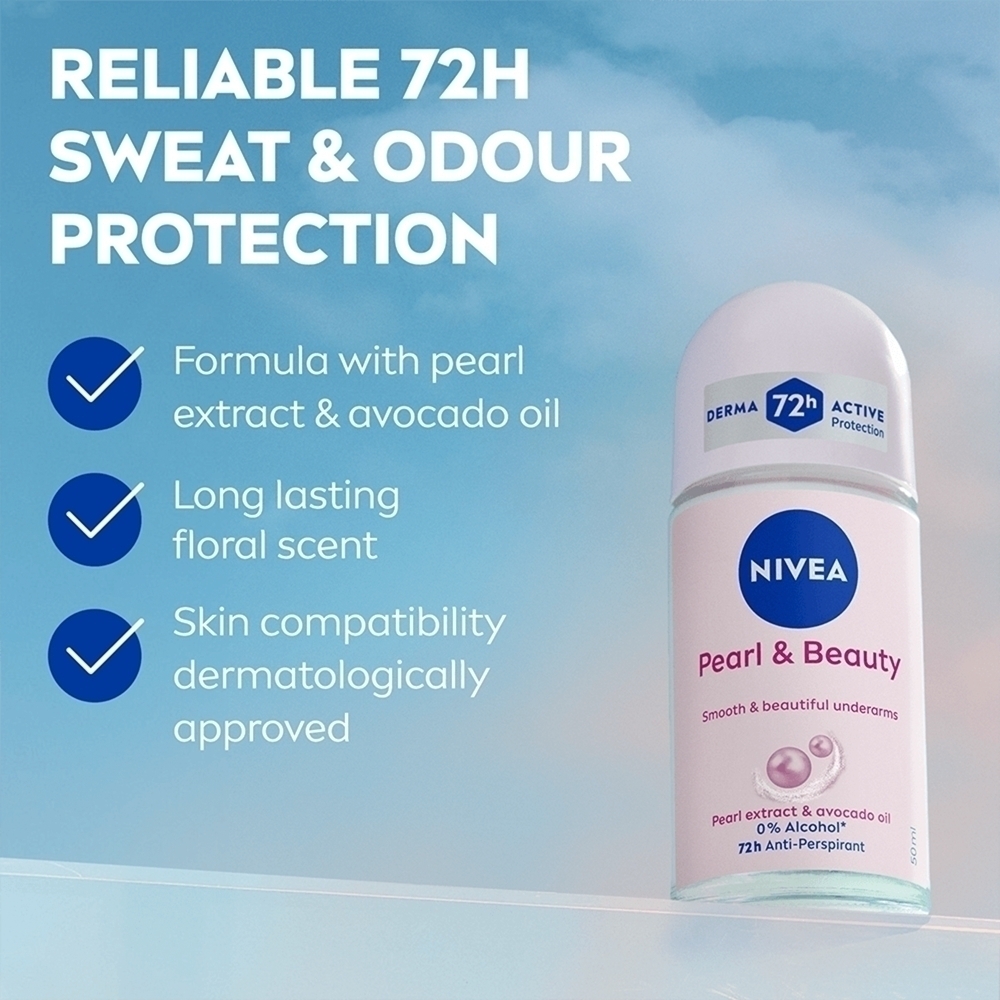 Шариковый антиперспирант Pearl & beauty для женщин Nivea, 48h 50 мл — фото 3