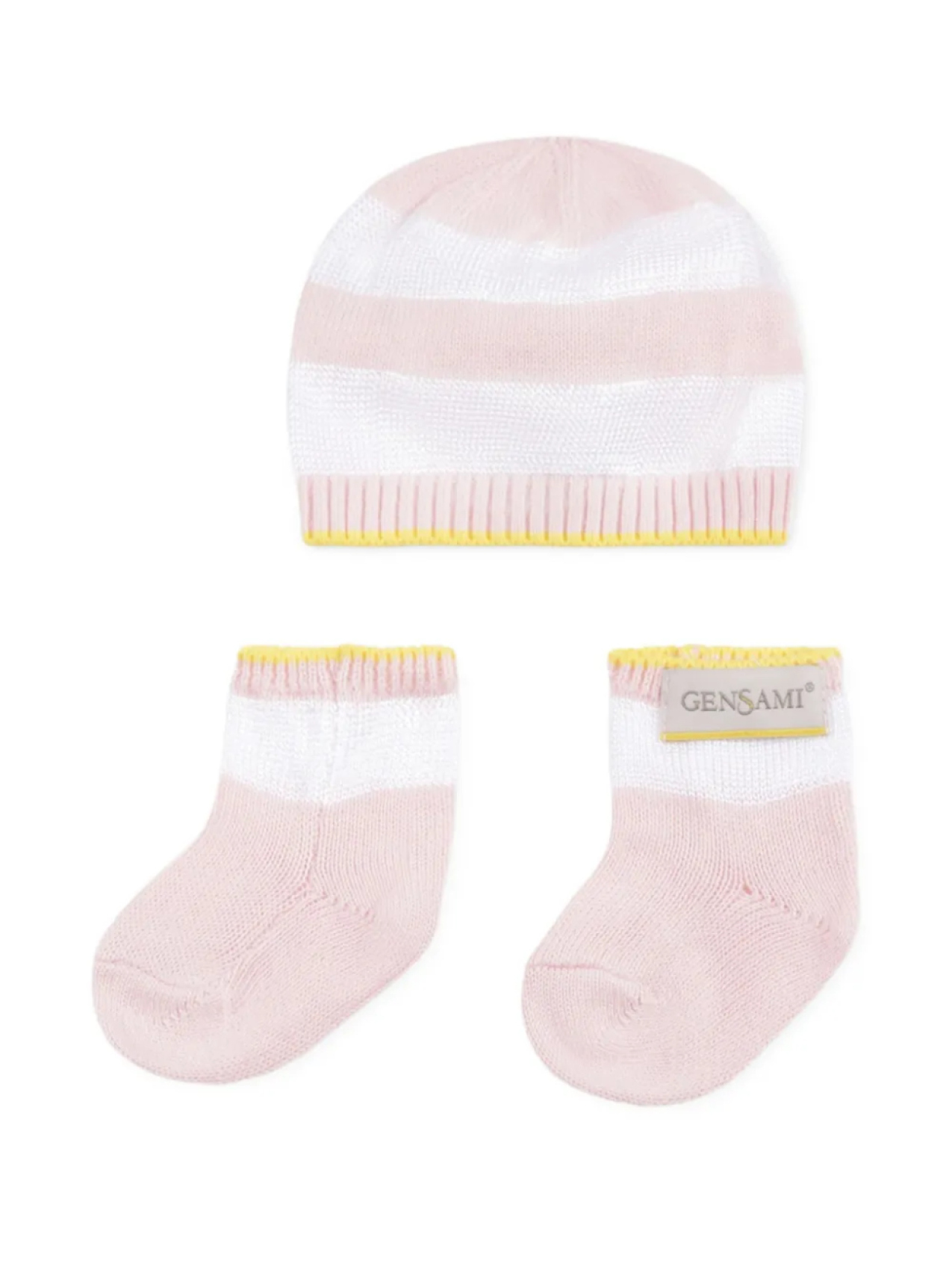 

Комплект полосатой шапки Gensami kids, розовый