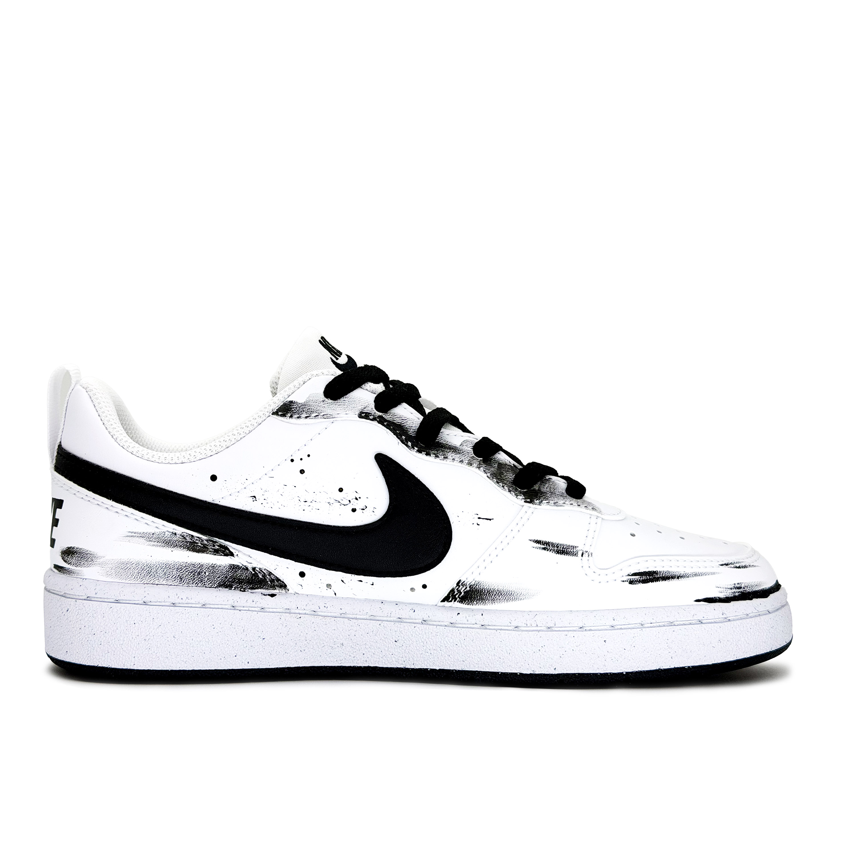Court Borough Ink Splatter Graffiti, вдохновленные попкорном, износостойкая искусственная кожа, низкие Nike, черный — фото 3
