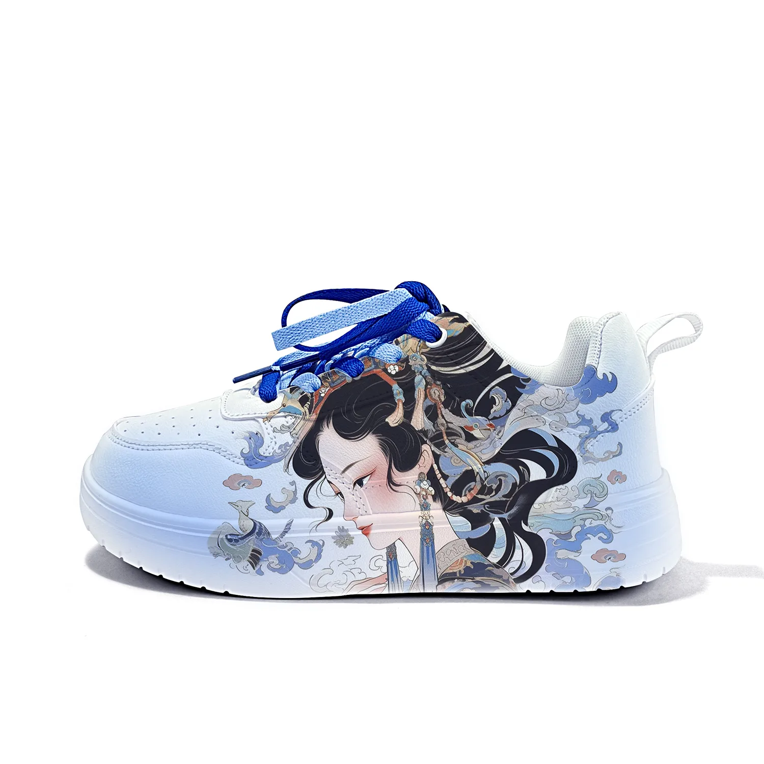 Легкие дышащие скейтерские кеды из искусственной кожи унисекс ZUOLENGCHAN, White-Dunhuang Traditional Chinese Style Girlish-ZLA1065D — фото 3