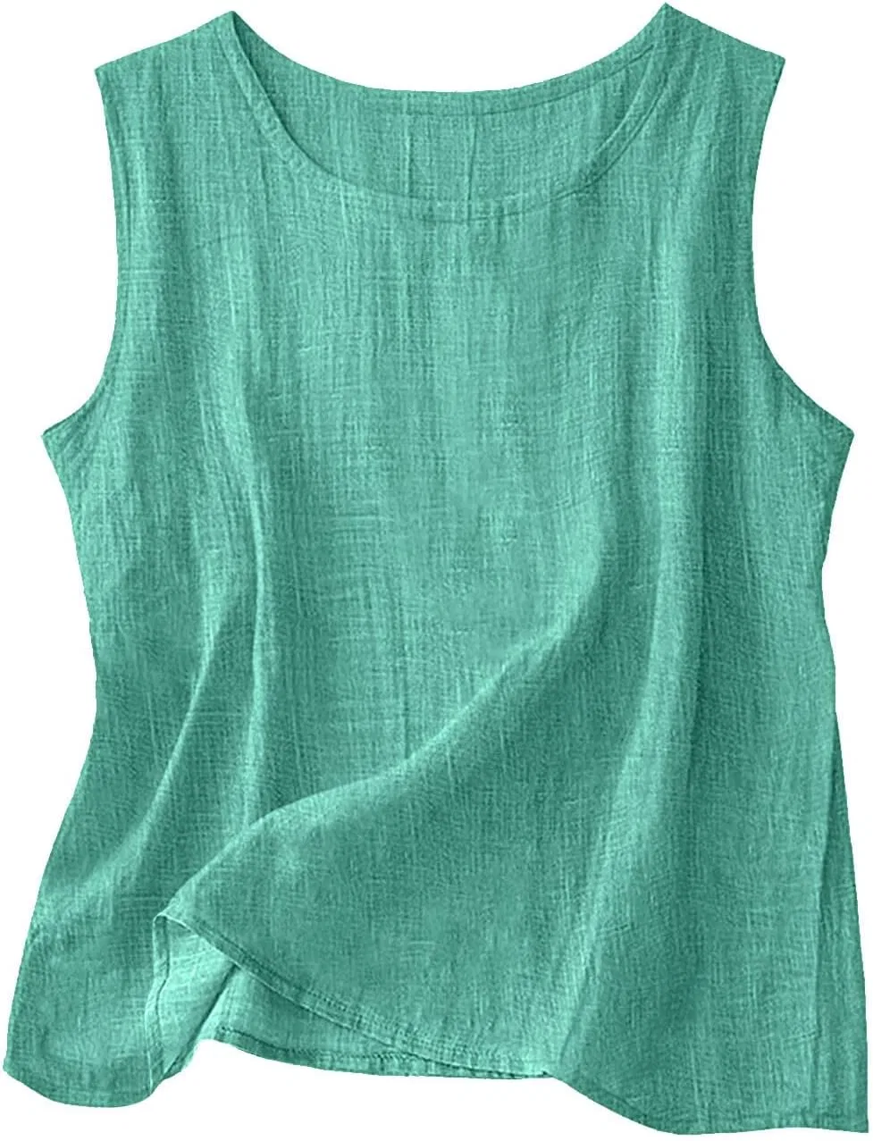 Топ женский хлопок лен, без рукавов, Mint Green