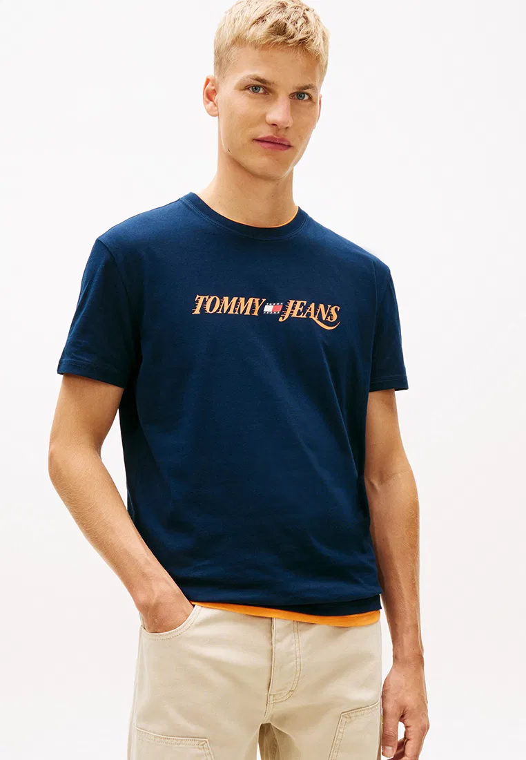 Футболка с коротким рукавом, винтажная, Tommy Jeans Tommy Hilfiger, темно-синий