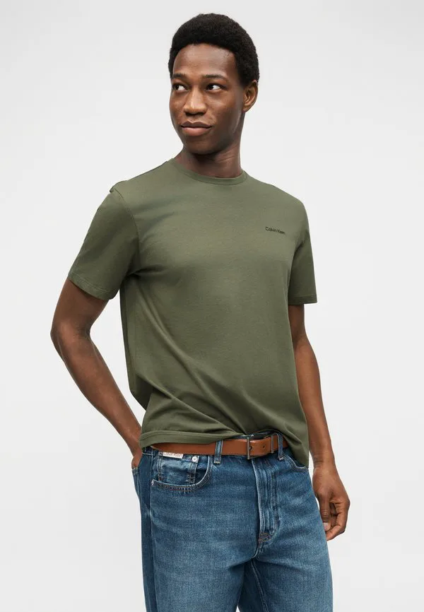 Футболка с микрологотипом и круглым вырезом, базовая футболка Calvin Klein, Dusty Olive — фото 4