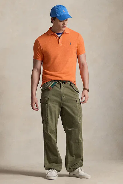 Поло из эластичного хлопка Polo Ralph Lauren, оранжевый — фото 3