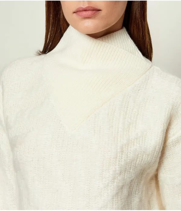 Водолазка из шерсти Fisura Cropped fit Boss, белый — фото 4