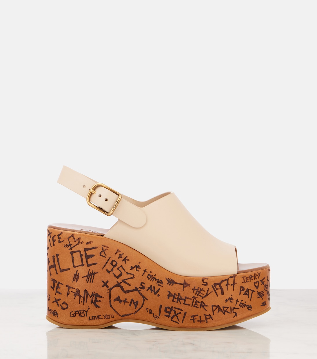 Туфли на танкетке из тисненой кожи Maxime Chloé, Sweet Beige — фото 4