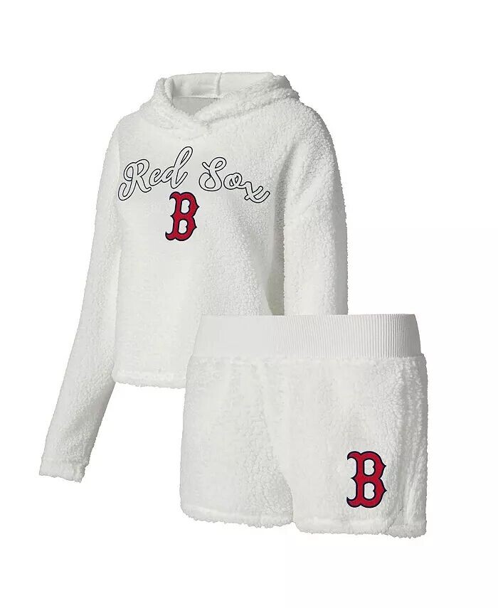 

Женский кремовый комплект с пушистой толстовкой Boston Red Sox и шортами для сна Concepts Sport, бежевый