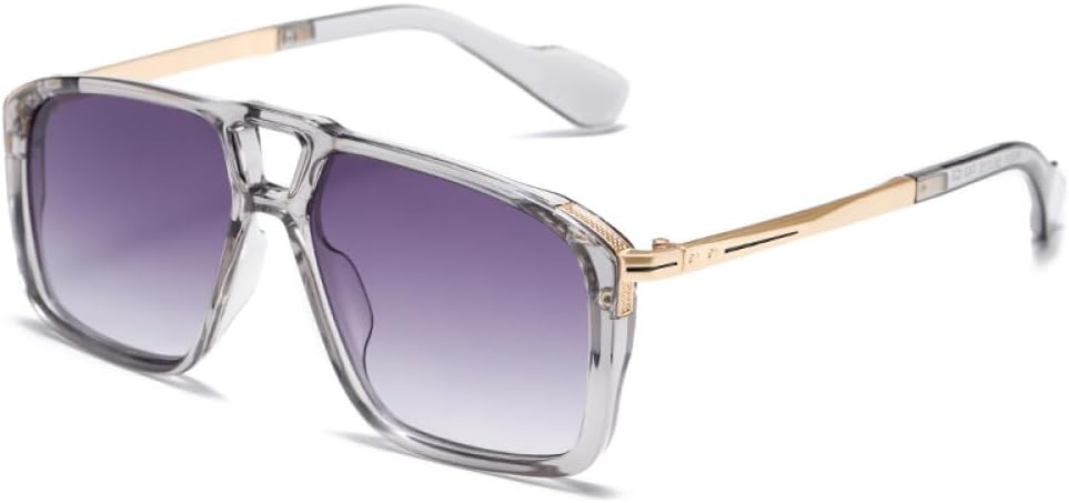 

Винтажные солнцезащитные очки 2027 года для женщин, квадратной формы, с двойной перемычкой, модные градиентные очки для мужчин, защита от ультрафиолета UV400 MTZJH, Grey Grey