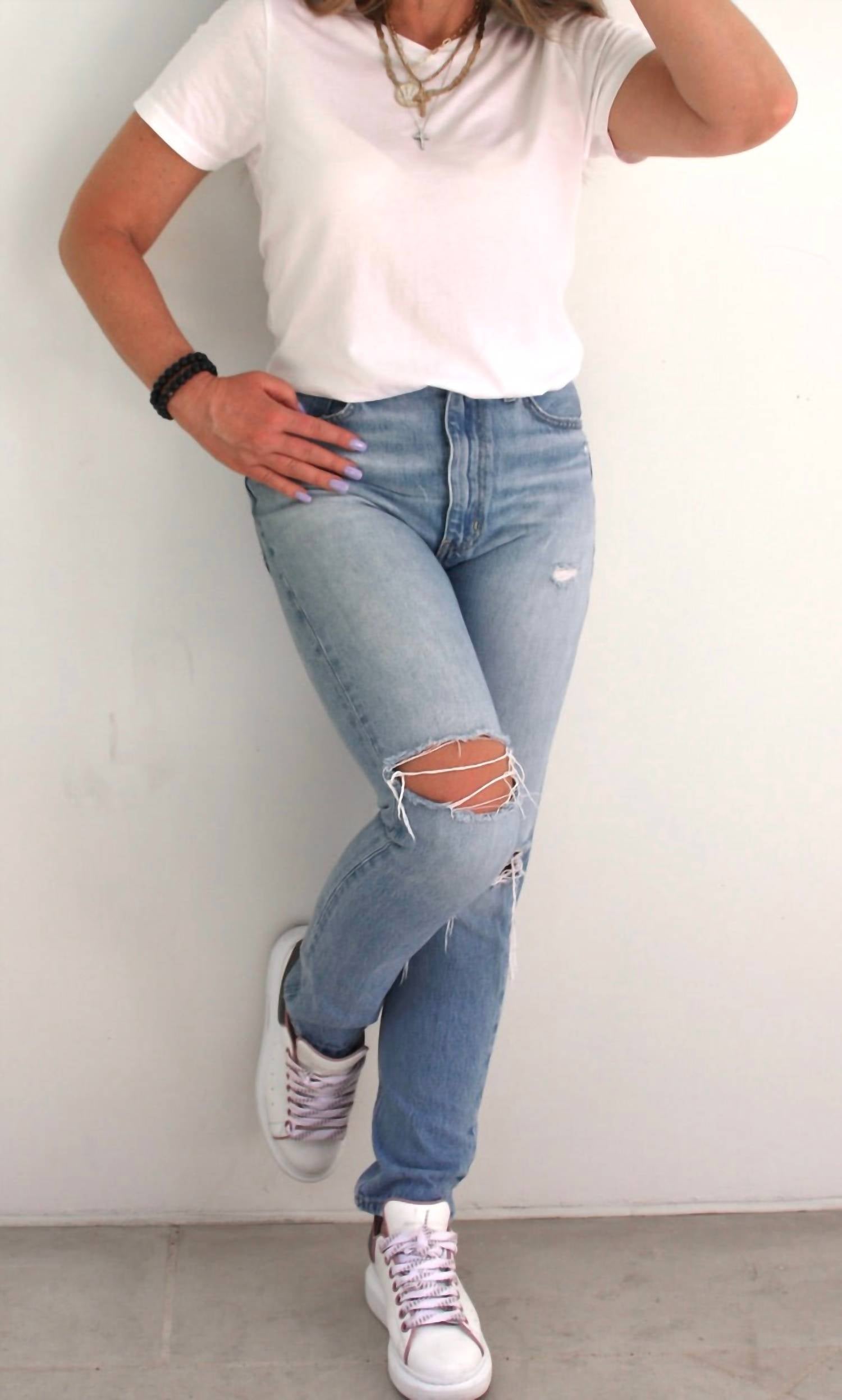 

Марселла Узкие джинсы с высокой посадкой Rip Current в состаренном дениме ETICA, Washed Denim